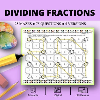 Preview of Easter: Dividing Fractions Maze Activity