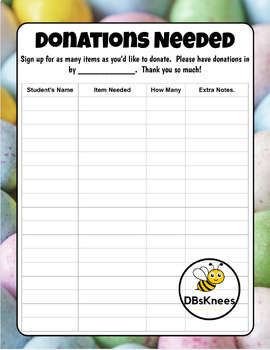 Preview of Easter Donation Form *Editable!