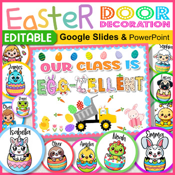 Preview of Easter Door Decorations | Spring Easter Egg Bulletin Board Kit, March Door Decor