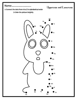 Preview of Bunny Dot-to-Dot / A to Z Letter / Spring Activities Connect the Dots