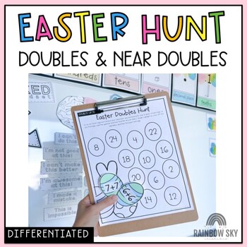 Preview of Easter Doubles and Near Doubles Egg Hunt | Easter Addition and Subtraction