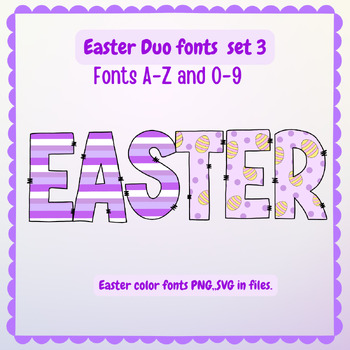 Preview of Easter Duo color fonts PNG SVG A-Z and 0-9 set 3.