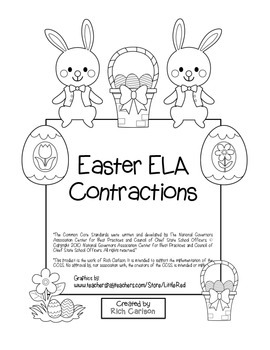 Preview of “Easter ELA” Contractions - Common Core! (black line version)