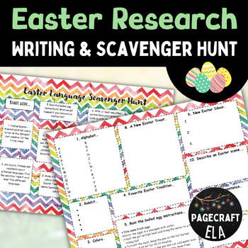 Preview of Easter ELA Scavenger Hunt with 10 Tasks and Activity Record Sheet