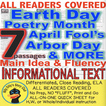 Preview of April Close Reading Leveled Passages! Earth Day & More Common Core Aligned