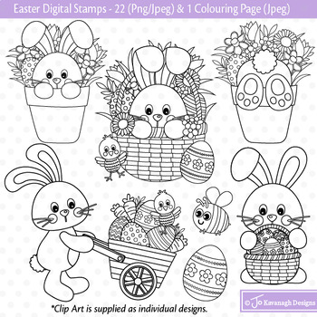 Preview of Easter / Easter Digital Stamps / Easter Colouring / Easter Bunny / Easter Theme