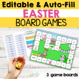 Easter Editable Board Games Auto-Fill for Sight Words or Math