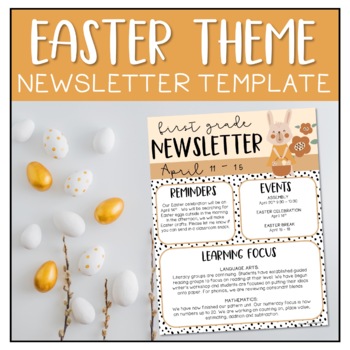 Preview of Easter Editable Classroom Newsletter | April | Boho Rainbow