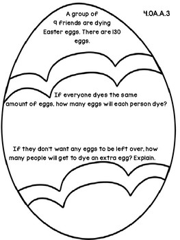 Preview of Easter Egg 4th Grade Common Core Open Ended Assessment Task (Division)