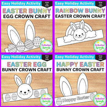 Preview of Easter Egg Bunny Hats Bundle: Print, Cut, & Color 4 Different Crowns!