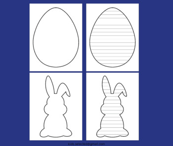 Preview of Easter Egg Bunny Writing Paper Blank Lined Template Prompts Activity Bundle