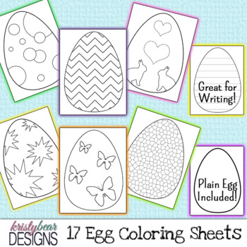Preview of Easter Egg Coloring Pages {by kristybear Designs}