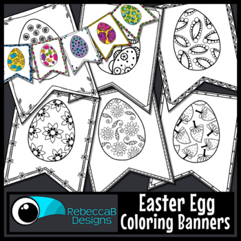 Easter Egg Coloring Pennant Banner Pages by RebeccaB Designs | TpT