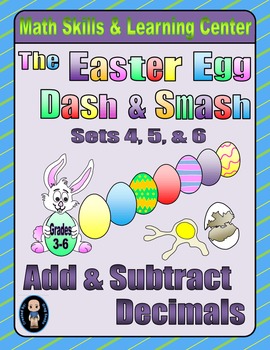 Preview of Easter Egg Dash & Smash Game Cards (Add & Subtract Decimals) Sets 4-5-6
