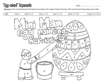 Preview of Easter Egg Exponents Coloring Page