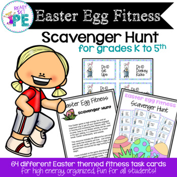 Preview of Easter Egg Fitness Scavenger Hunt for PE, Brain Breaks, Parties & Spring Fun