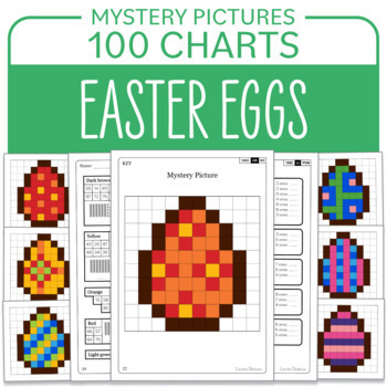 Preview of Easter Egg Hundred Charts Math Mystery Pictures Place value Addition Subtraction