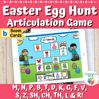 Preview of Easter Egg Hunt Articulation Boom Cards™ Spring Speech Therapy Activity