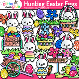 Easter Egg Hunt Clipart Images: Cute Bunny & Flower Clip A