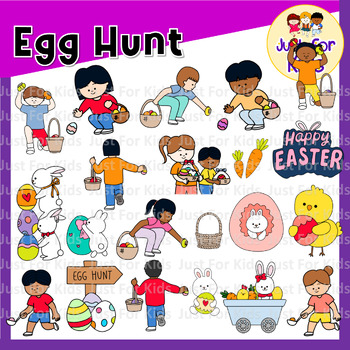 Preview of Easter Egg Hunt Clipart by Just For Kids．42pcs