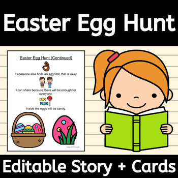 Preview of Easter Egg Hunt EDITABLE Social Skills Story for Autism and Special Education