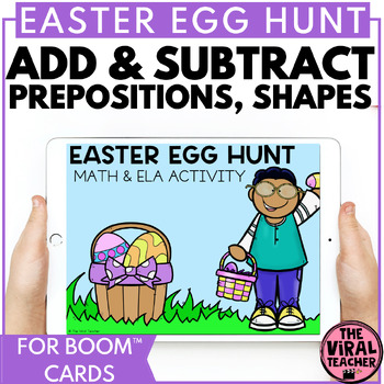 Preview of ELA and Math Activities Easter Egg Hunt Activity Boom™ Cards