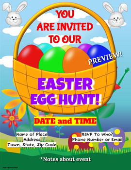 Preview of Easter Egg Hunt Invitations THREE templates to choose  EDIT ON GOOGLE SLIDES