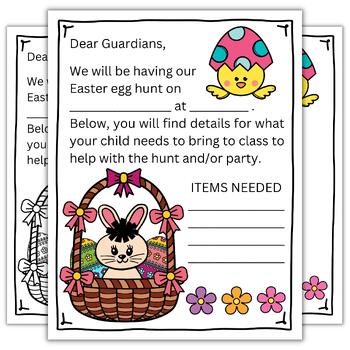 Preview of Easter Egg Hunt Letter! Letter to parents | Eaditable Easter Egg Hunt Letter