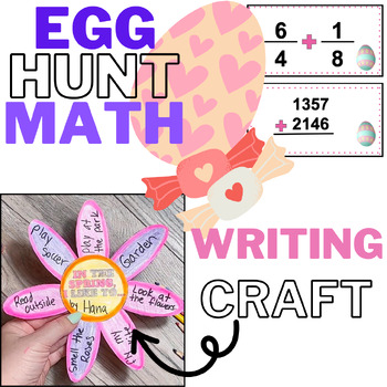 Preview of Easter Egg Hunt Math Activity and Flower Writing Craft with Prompts Bundle