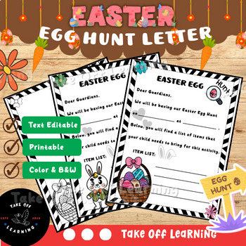 Preview of Easter Egg Hunt Parent Letter, Easter Party Letter to Parents, Editable