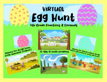 Preview of Easter Egg Hunt (Virtual) 4th Grade Fractions and Decimals