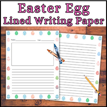 Preview of Easter Egg Lined Writing Paper with Picture Box and Without! Story Box Paper