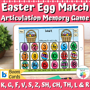 Preview of Easter Egg Match Articulation Memory Game Boom Cards™ Spring Speech Therapy
