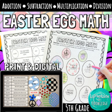 5th Grade Easter Egg Math Mixed Practice PRINT and DIGITAL