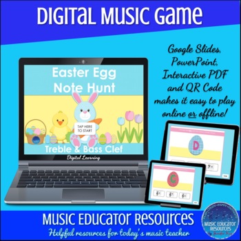 Preview of Easter Egg Note Hunt | Treble AND Bass Clef Notes | Digital Music Game