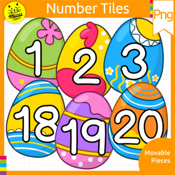 Easter Egg Number Tiles Clip Art - Number recognition by Miau clipart