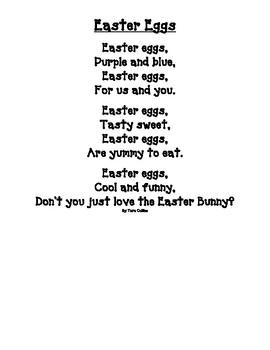 Easter Egg Poem by PBJ Fun | TPT