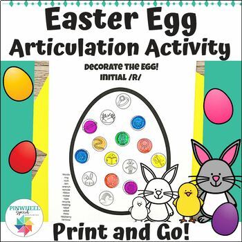 Preview of Easter Egg Printable Articulation Decorate the Egg Spring Speech Therapy