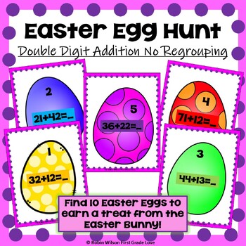 Easter Egg Scavenger Hunt Double Digit Addition No Regrouping | TPT