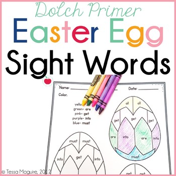 Dolch Primer Easter Egg Sight Words: Color by Word