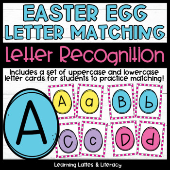 Preview of Easter Egg Task Cards Letter Recognition Spring Literacy Center ABC Cards Letter