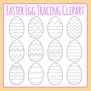 Preview of Easter Egg Tracing / Fine Motor Control / Cutting Practice Dashed Clip Art