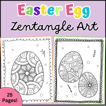 Preview of Easter Egg Zentangle Art Coloring Pages, Easter Egg Mandala Coloring Sheets
