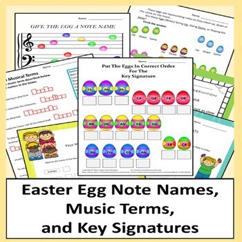 Preview of Easter Egg Note Names, Music Terms, and Key Signatures