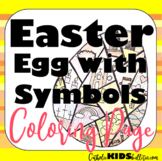 Easter Egg with Symbols Coloring Page: Religious Pictures 
