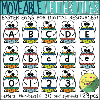 Preview of Easter Eggs Alphabet Letter and Number Moveable Tiles 