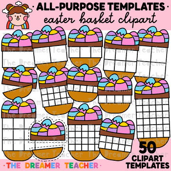 Preview of Easter Eggs Basket Clipart Templates