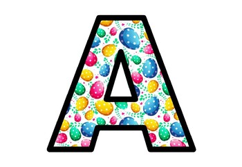 Preview of Easter Eggs Bulletin Board Letters, Classroom Décor, Alphabet Number Posters