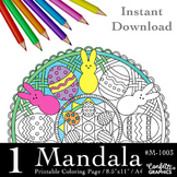 Easter Eggs Bunnies Mandala Coloring Page, Mandala Colouri