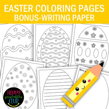Easter Eggs Coloring Pages Easter Coloring Pages Writing Paper Kindergarten